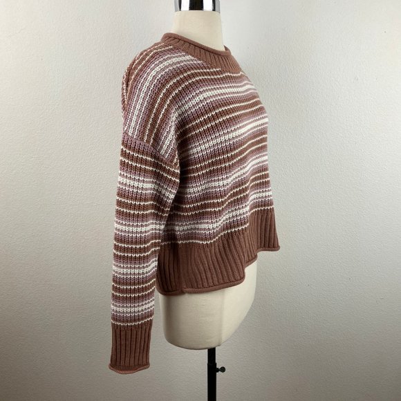 Hippie Rose Crop Pullover Sweater Mocha Mauve Med - Picture 5 of 8